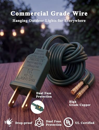 25Ft Christmas Outdoor String Light, G40 Globe Patio Lights with 27 Clear Glass Bulbs(2 Spare), Waterproof Connectable Hanging Christmas Lights for Backyard Porch Balcony Party Xmas Decor, Green Wire - color: 25FT Amber White-Green, size: 25FT