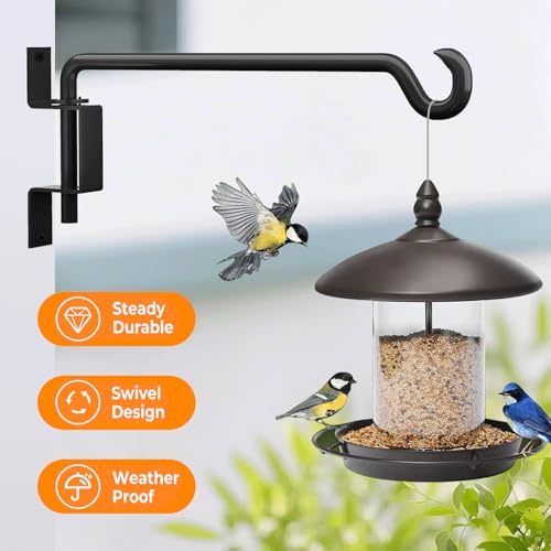 2 Pack 11.5 inch Swivel Plant Hanger Hook Indoor Outdoor, Rotatable Plant Wall Hooks, Hanging Brackets for Hanging Flower Basket, Bird Feeder, Wind Chimes