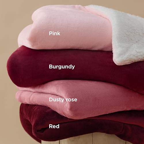 Bedsure GentleSoft Sherpa Fleece Throw Blanket for Couch, Non-Heated, Thick and Warm Throw for Girls and Women, Soft Fuzzy Plush Blanket for Winter, Burgundy, 50x60 Inches - color: 07 - Burgundy, size: Throw (50" X 60")