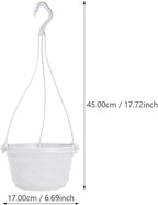DOITOOL 10 Pack Hanging Plastic Pots for Plants with Hook, Garden Flower Plant Pot Container Baskets Hanging Nursery Planter Holder for Indoor Outdoor Garden Decor (White,6.7 Inch)