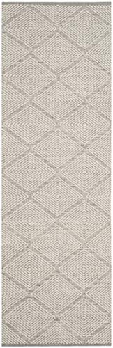 SAFAVIEH Montauk Collection Runner Rug - 2'3" x 11', Grey, Handmade Cotton, Ideal for High Traffic Areas in Living Room, Bedroom (MTK821A) - color: Grey, size: 2'3" x 11' (Runner)