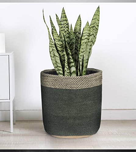 Jute Planter Basket Woven Basket for 8" Flower Pot Floor Indoor Planters, 10” x 10” Storage Organizer Basket Rustic Home Decor, Boho Storage Earth-friendly Planter (10x10 Inches, Red White Diamond 25) - color: Red White Diamond 25, size: 10x10 inches