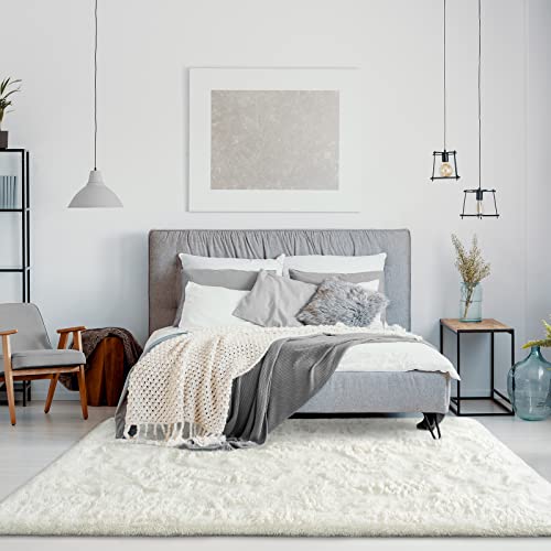 Jelymark Super Soft Shaggy Rug for Bedroom, 6x9 Feet Fluffy Carpet for Living Room, Fuzzy Indoor Plush Area Rug for Home Decor, Furry Floor Rugs for Dorm, Kids Nursery Rug for Girls, Cream White - color: Cream White, size: 6' x 9' (Rectangular)