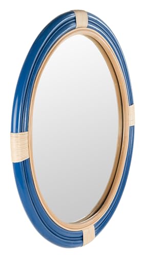 Kouboo Nautical Decorative Wall Mirror in Rattan, Royal Blue