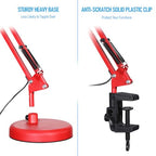 TORCHSTAR Metal Desk Lamp with Clamp, Swing Arm, Architect Adjustable Gooseneck Table Lamp, Clip Desk Lights for Home Office, Work, Study, Reading, E26 Base, Multi-Joint, Red - color: Red