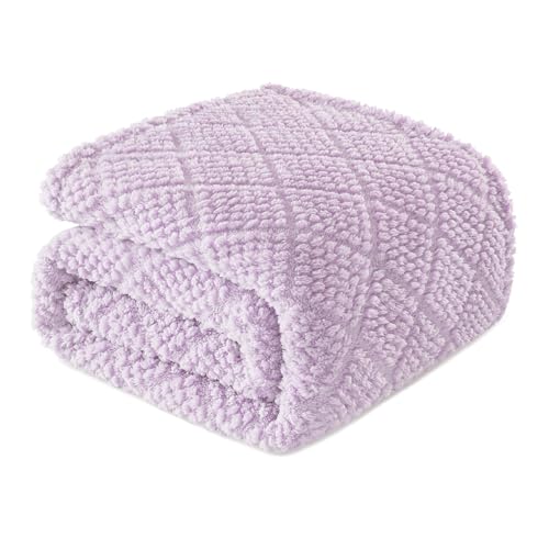 Whale Flotilla Fuzzy Fleece Throw Blanket for Couch, Bed, Soft Fluffy Jacquard Waffle Blankets for All Season, Lightweight and Cozy, 50x60 Inch, Lilac - color: Lilac, size: Throw(50x60 Inch)
