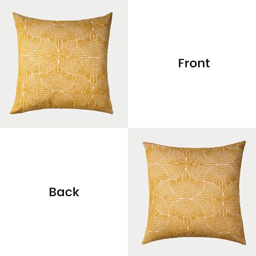 AELS Boho Decorative Textured Throw Pillow Covers 24x24, Organic Modern Mid Century Rainbow Tufted Pillow Case, Farmhouse Rustic Geometric Woven Cushion Case for Bed Couch Sofa, Mustard Yellow - color: Mustard Yellow, size: 24" x 24" (Pack of 2)