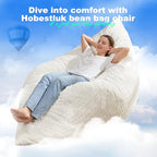 Hobestluk 3 in 1 Bean Bag Chair Giant Bean Bag Chairs for Adults with Chevron Plush Fur Cover Convertible Bean Bag Floor Cushion with Machine Washable Cover for Living Room (Chevron Plush White) - color: Snow White