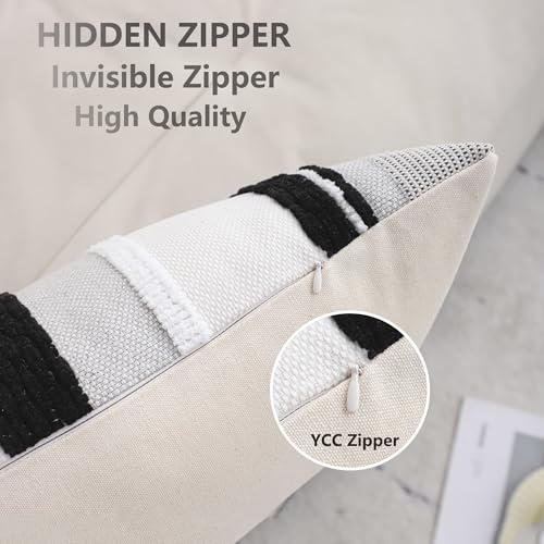 14x36 Pillow Cover Boho Lumbar Throw Pillow Cover Long Body Decorative Pillow Case Accent Chenille Striped Pillowcase Farmhouse Cushion Case Black and White (1 Piece) - color: Black Stripe1, size: 36" x 14" (Pack of 1)
