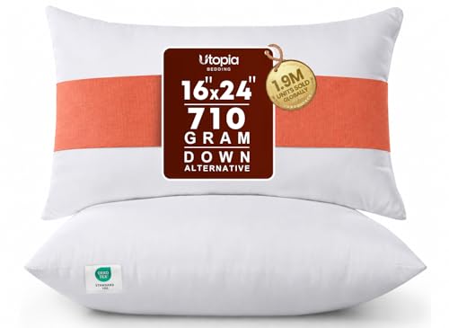 Utopia Bedding 16x24 Pillow Inserts, Set of 2, White – Indoor Decorative Throw Pillows for Bed, Sofa & Couch – Soft, Supportive & Fluffy Cushion Inserts - color: White, size: 16x24 Inch