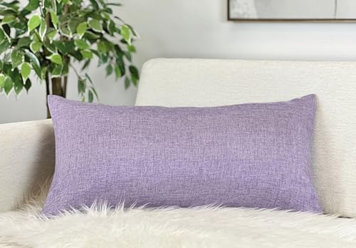 Aiking Home Imitation Burlap Lumbar Pillow Cover 14x26 Inch Vintage Faux Linen Rustic Natural Look, 1 Piece Elegance Farmhouse Style Accents Pillow Case for Indoor Use, Lavender - color: Lavender, size: 26" x 14" (Pack of 1)