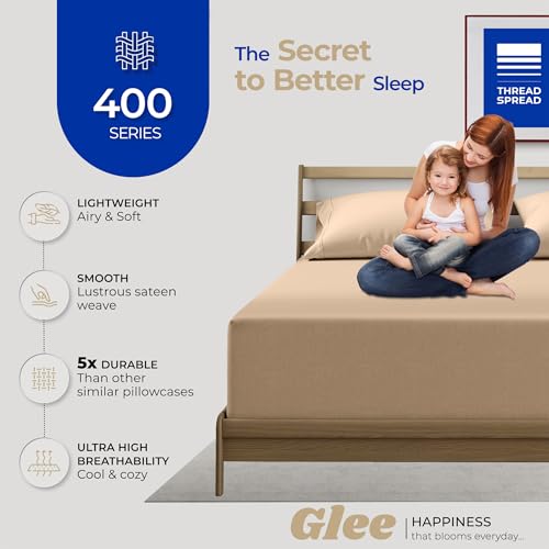 THREAD SPREAD 100% Cotton Pillow Cases Queen Size Set of 2 - Luxury 400 Thread Count Queen Pillow Cases (Taupe), Soft Cooling Breathable Hotel Cotton Pillowcases, Fits Standard Pillows - color: Taupe, size: Queen - Pack of 2