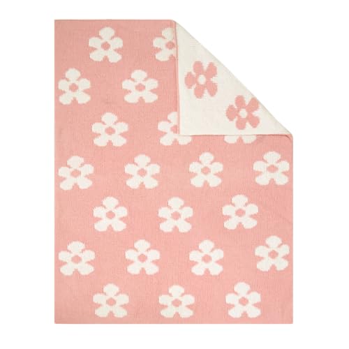 Living Textiles Pink Floral Daisy Chenille Soft Baby Blanket Reversible Premium Cozy Fabric for Best Comfort - Infant,Toddler,Newborn,Swaddle,Nursery,Boy,Girl,Unisex, Throw,Crib,Stroller,Gift 40x30in - color: Floral Daisy