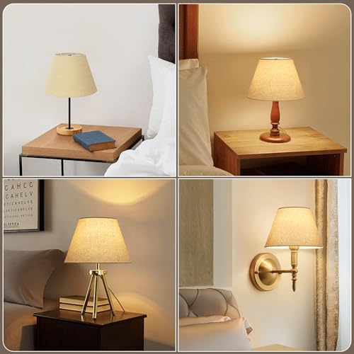 Lamp Shades with Glitter Gold Thread, Replacement Lamp Shades for Table Floor Bedside Lamps, 5.5" Top x 10" Bottom x 6.6" High, Durable Lampshade with Spider Fitter, Bulb Clip Adapters Included - color: Pale-Yellow with Gold Thread