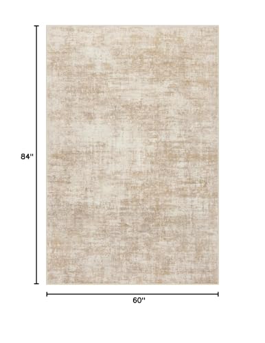 5x7 Area Rugs Washable Rug: Modern Abstract Living Room Rug Soft Anti-Skid Thin Carpet Indoor Floor Non-Shedding Carpets for Bedroom Dining Room Farmhouse Nursery Home Office - Beige - color: Beige, size: 5' x 7' (Rectangular)