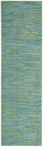Nourison Home Nourison Essentials Blue Green 2'2" x 7'6" Area Rug - Easy Clean, Non Shedding, Bed Room, Living Room, Dining Room, Kitchen (8' Runner) - color: Blue Green, size: 2'2" x 7'6" (Runner)