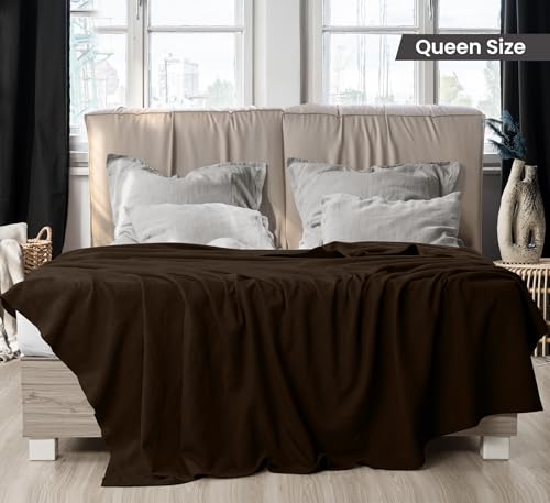 Utopia Bedding 100% Cotton Thermal Blanket Brown Queen Size Soft, Lightweight, Breathable, Cozy Spring and Summer Blankets for Bed, Home Room Decor Gifts for Women and Men (90x90 Inches) - color: Brown, size: Queen