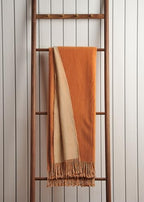 EP Mode Reversible Fringed Mulberry Silk Throw Blanket for Sofa (Caramel/Beige) - color: Caramel/ Beige