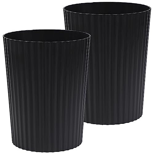 JiatuA Small Trash Can Plastic Wastebasket Round Garbage Container Bin for Bathroom, Kitchen, Bedroom, Home Office, College Dorm, Black 2 Pack - color: Black, size: 1.8 Gallons, 2 Pack