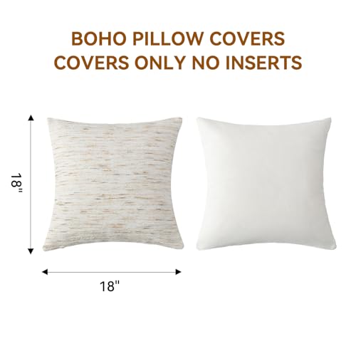 Boho Pillow Covers 18x18 Set of 2 Geometric & Striped Pillow Covers-Hand-Tufted Textured Pillowcases-Farmhouse Linen Decorative Throw Pillows for Sofa, Couch, Bed, Chair, Living Room, White - color: Gray