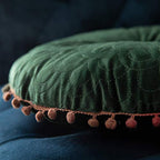 vctops Velvet Soft Round Chair Pads Cute Gradient Pom Pom Indoor Dining Chairs Cushion (Dark Green, Diameter 16") - color: Dark Green, style: Diameter 16 Inch