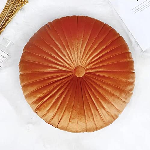 NatureMan Round Throw Pillow, Velvet Decoration Small Throw Pillow, Pumpkin Throw Pillow Cushion Suitable for Living Room Sofa Bed Floor 13.7 inches (Orange) - color: Orange