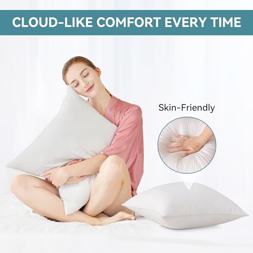 Oubonun 18x18 Inches Pack of 2 Throw Pillows Inserts, White Square Cushion Inner Soft Fluffy Plump Stuffer Pillows Inserts for Sofa Bed Couch - size: 18×18 inch