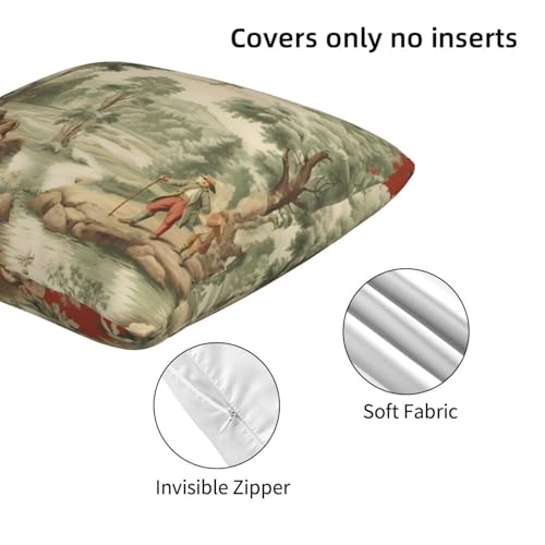 Vintage French Country Throw Pillow Covers 18x18 Set of 2 Hunting Fishing Trees Decorative Pillow Covers for Sofa Couch Bed Home Decor - color: French Country, size: 18" x 18" (Pack of 1)
