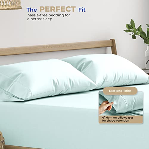 THREAD SPREAD 100% Cotton Pillow Cases Queen Size Set of 2 - Luxury 400 Thread Count Queen Pillow Cases (Sea Foam), Soft Cooling Breathable Hotel Cotton Pillowcases, Fits Standard Pillows - color: Seafoam, size: Queen - Pack of 2