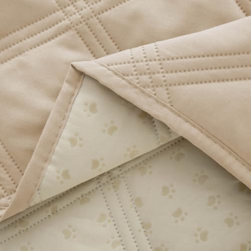 Ameritex Waterproof Dog Bed Cover Pet Blanket with Anti-Slip Back for Furniture Bed Couch Sofa - color: Beige, size: 30x60 Inch (Pack of 1)