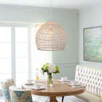 Arturesthome 15.7" Rustic Woven Pendant Ceiling Light Fixture,Rattan Chandeliers Hanging Light for Farmhouse Home Decro Kitchen Island Dinning - color: Rattan, size: 15.7in*13.78in