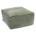 Creative Co-Op Square Cotton Velvet Pouf with Piped Detail, Sage Green - color: Wing Teal