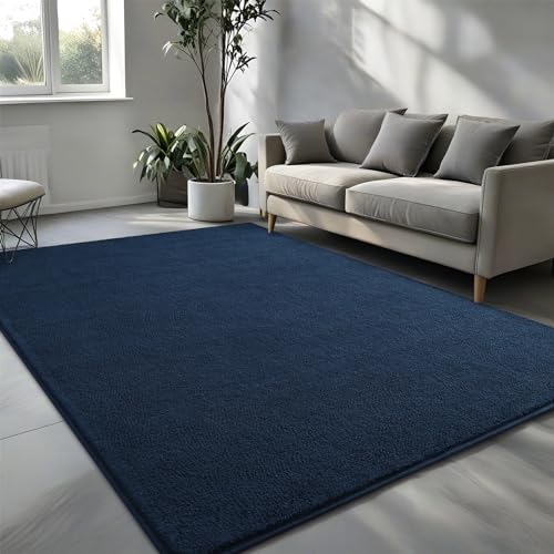 Pettop 4x6 ft Navy Blue Area Rugs for Bedroom Living Room, Washable Memory Foam Indoor Carpet, Modern Aesthetic Minimalist Non Slip Soft Comfy Carpet for Boys Girls Dorm Home Decor - color: Navy Blue, size: 4' X 6' (Rectangular)