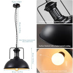 Vintage Industrial Pendant Lights E26 Retro Metal Hanging Lights, Farmhouse Hanging Lamp for Restaurant Kitchen Island Black 40 cm (Bulb not Included)