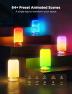 Govee RGBIC Smart Table Lamp 2, Touch Bedside Small Table Lamp Compatible with SmartThings, Matter, Alexa, Desk Lamp with 64 Scene Modes, Nightstand Lamp for Bedroom Living Room Night Light(Corded)