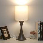 3 Way Touch Control Table Lamp, Modern Bedside Lamp Dimmable Nightstand Lamp with Beige Shade and Dark Brown Base, Small Desk Lamp for Living Room, Dorm, Home Office, 9W LED Bulb Included - color: Brown Base with Beige Shade
