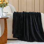 NEWCOSPLAY Super Soft King Blanket Black Premium Silky Flannel Fleece Leaves Pattern Lightweight Bed Blanket All Season Use (Black, King(90"x110")) - color: Black, size: King(90"x110")
