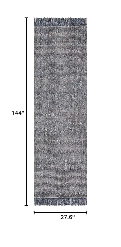 SAFAVIEH Natural Fiber Collection Runner Rug - 2'3" x 12', Charcoal & Natural, Handmade Woven Fringe Jute, Ideal for High Traffic Areas in Living Room, Bedroom (NF826H) - color: Charcoal/Natural, size: 2'3" x 12' (Runner)