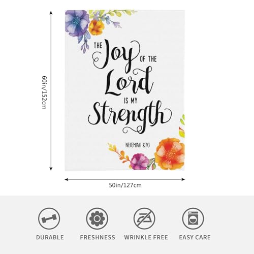 HGOD DESIGNS Biblical Quotes Throw Blanket Joy of The Lord is My Strength Scripture Typography Soft Blankets and Throws 50x60 Inch Caring for Women Men - color: Biblical Quotes, size: 50x60 inch