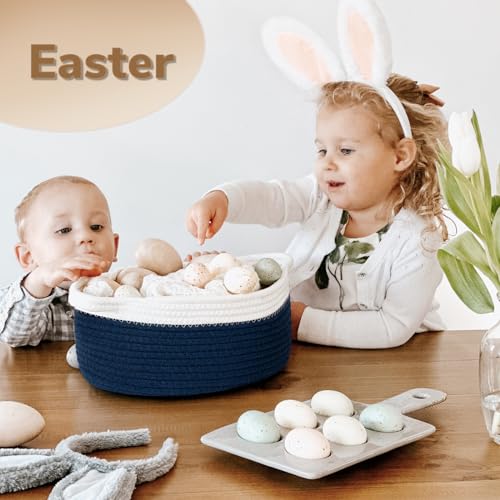 Goodpick Small Woven Basket, Baby Gift Basket Storage Bin under Changing Table, Small Basket Organizing for Living Room, Bathroom, Enytraway, 12"x 8" x 5", Navy Blue - color: Navy, size: 12x8x5 Inch (Pack of 1)