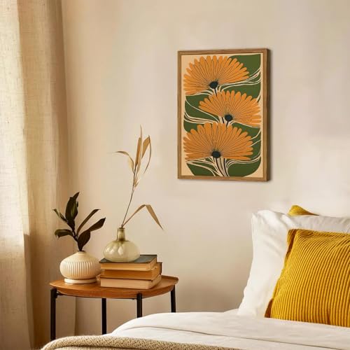 Framed Boho Floral Canvas Wall Art, Vintage Flower Pictures Wall Decor, Abstract Botanical Paintings Prints Maximalist Home Decor for living Room Bedroom Office 16x24 inch - color: Boho Abstract Floral, size: 24"L x 16"W