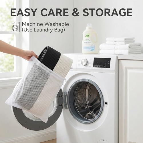 JMvicyroam 115L Extra Large Blanket Basket for Living Room - Woven Cotton Rope Laundry Hamper with Reinforced Handles - Storage Bin for Pillows, Comforters & Toys - Machine Washable,White&Black - color: White&Black, size: 115L