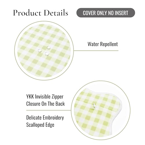 Hofdeco Premium Grandmillennial Coastal Hampton Patio Indoor Outdoor Throw Pillow Cover Only, 20"x20" Water Repellent for Backyard, Couch, Poolside, Grass Green Print Gingham - color: Grass Green Gingham 20"x20"