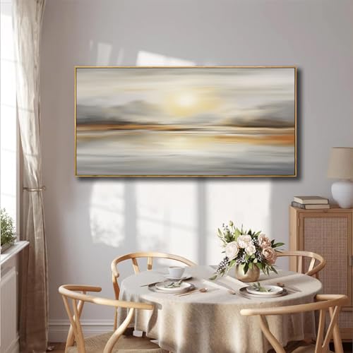 Framed Wall Art Abstract Seascape Canvas Printing Wall Decor Artwork for Living Room Bedroom Dining Room Home Office Decor 30x60inch - color: Grey, size: 30"L x 60"W