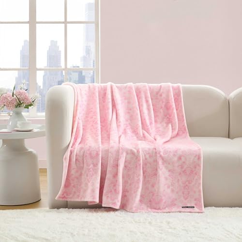Betsey Johnson - Blanket, Buttery-Soft Throw Blanket for Couch or Bed, Boldly Plush & Oversized Bedding (Betsey Damask Pink, 50" x 70") - color: Betsey Damask Pink