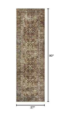 Loloi Magnolia Home by Joanna Gaines Sinclair Collection SIN-01 Rust/Lagoon 2'-3" x 7'-6", .25" Pile Height, Machine Washable, Runner Rug - color: Rust / Lagoon, size: 2'3" x 7'6" (Rectangular)