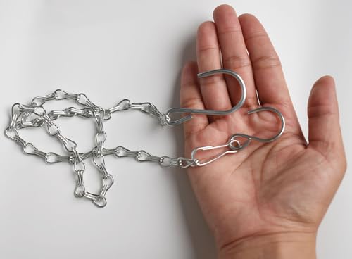 Chain for Hanging Plants,25 Inch Silver Hanging Chain Basket Kits with Hooks for Bird Feeder Plant Extender Porch Wind Chime (Silver, 25 Inch-4PCS) - color: Silver, size: 25 Inch-4PCS