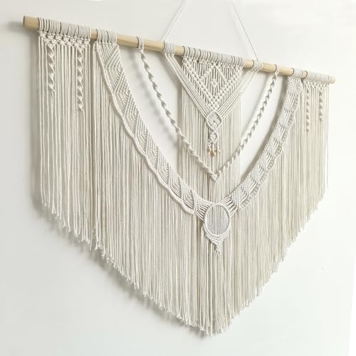 Achart Macrame Wall Hanging Large- Boho Wall Decor- large wall art- Wall Decor Living Room- Macrame Tapestry Boho Decor for Bedroom (Beige-O) - color: Beige-O