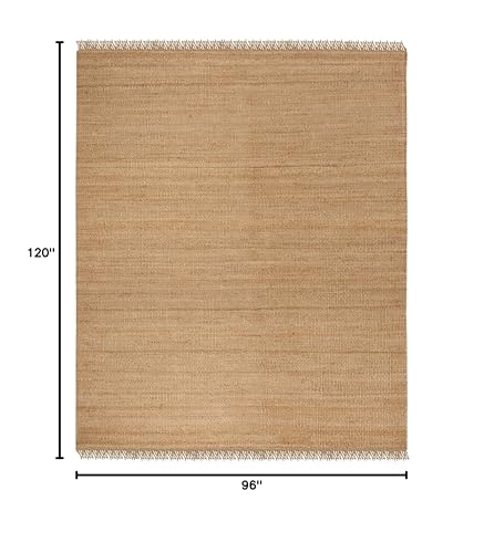 SAFAVIEH Area Rug 8x10 - Natural Fiber Collection - Large - Natural, Handmade Woven Jute, Boho Fringe Design, Ideal for Living Room, Bedroom, Dining Space (NF368A) - color: Natural, size: 8' x 10' (Rectangular)