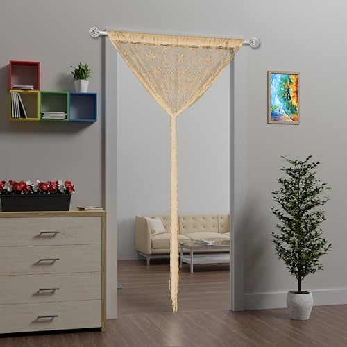 Lace Door String Curtain for Doorways，Bohemian Curtains Window Wall Closet Bedroom Kitchen Hippie Hanging Panels Boho Room Divider - color: Champange, size: 39"W x 79"L (Pack of 1)